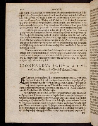 140-159, Leonhardus Schug [...]. An. 1601. - Protocollum consultationis [...]