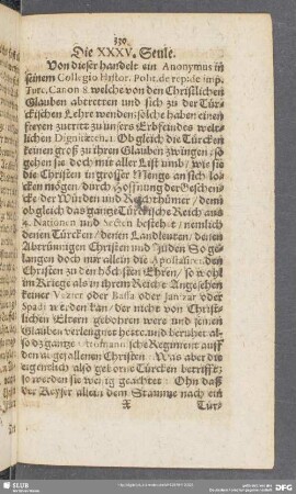 Die XXXV. Seule. [Rühmliche Erhebung und Beförderung der Abgefallenen]
