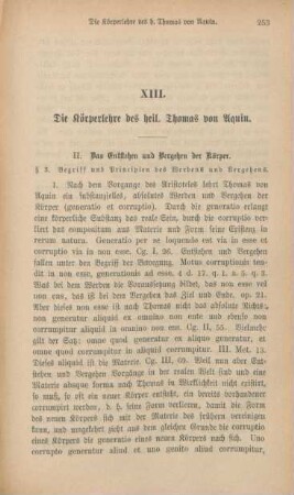253-270 Die Körperlehre des heiligen Thomas von Aquin : II. Das Entstehen und Vergehen der Körper
