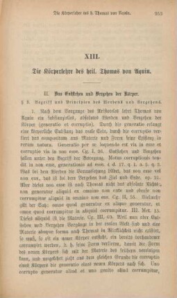 253-270 Die Körperlehre des heiligen Thomas von Aquin : II. Das Entstehen und Vergehen der Körper