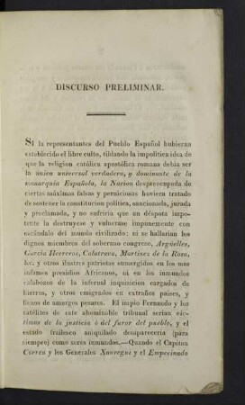 Discurso preliminar.