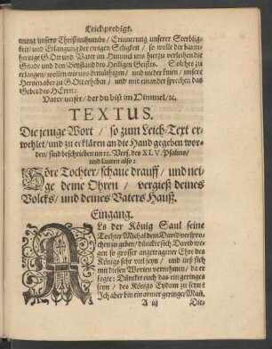 Textus.[...]beschrieben im II. Vers. des XLV. Psalms/ und lauten also: