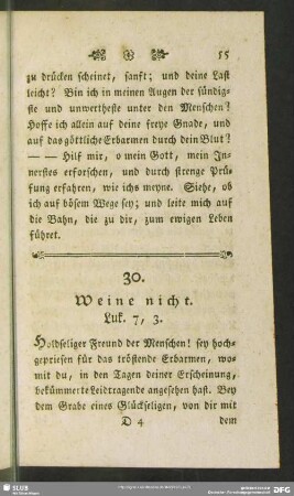 30. Weine nicht. Luk. 7, 3
