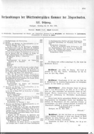 121. Sitzung, Stuttgart, 29.5.1900