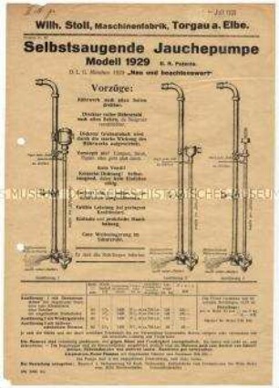 Selbstsaugende Jauchepumpe Modell 1929