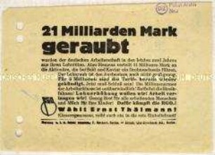 Aufruf der Revolutionären Gewerkschafts-Opposition zur Wahl von Ernst Thälmann zum Reichspräsidenten 1932
