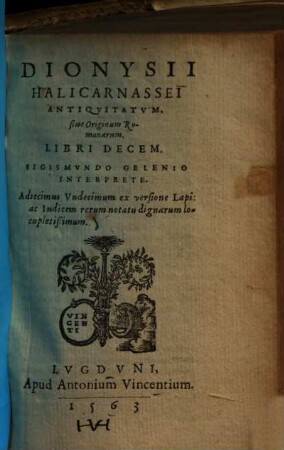 Dionysii Halicarnassei antiquitatum, sive originum Romanarum, libri decem