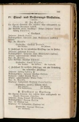 IV. Straf= und Besserungs=Anstalten.