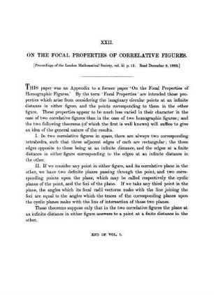 Paper XXII. On the Focal Properties of Correlative Figures.