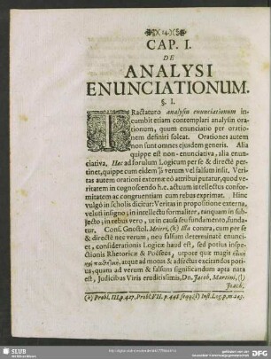 Cap. I. De Analysi Enunciationum