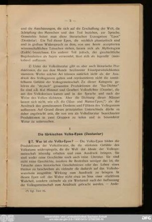 I Die türkischen Volks-Epen (Destanlar)