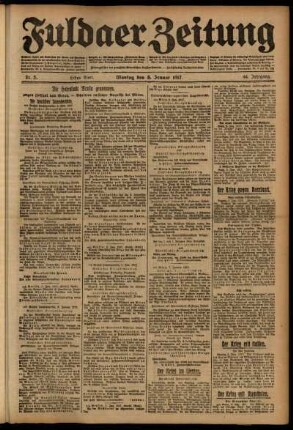 Erste Ausgabe vom Montag, den 08. Januar 1917.