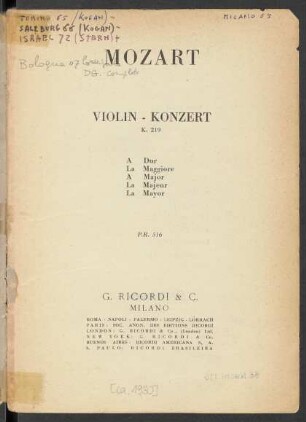 Violin-Konzert : K. 219 : A Dur