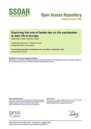 Exploring the role of family ties on life satisfaction in later life in Europe