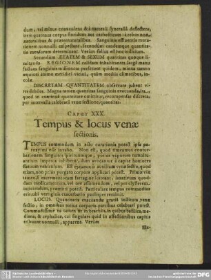 Caput XXX. Tempus & locus venae sectionis