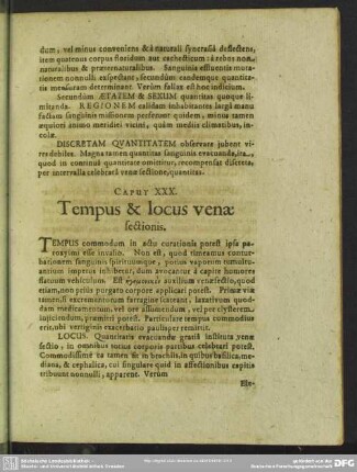 Caput XXX. Tempus & locus venae sectionis