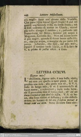 Lettera CCXCVI. Signor mio!