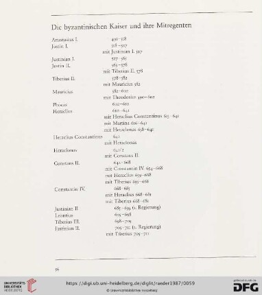 Die byzantinischen Kaiser und ihre Mitregenten