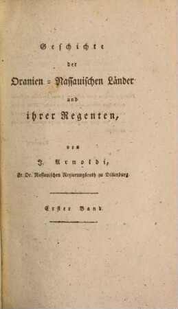 Geschichte der Oranien-Nassauischen Länder und ihrer Regenten, 1