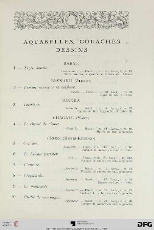 Aquarelles, gouaches, dessins (Nr. 1-40)