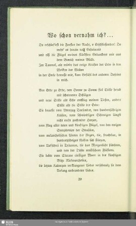 Wo schon vernahm ich? ...