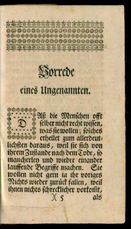 Vorrede eines Ungenannten
