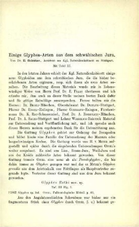 Einige Glyphea-Arten aus dem schwäbischen Jura