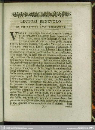 Lectori Benevolo S. Jo. Philippus Kuchenbecker