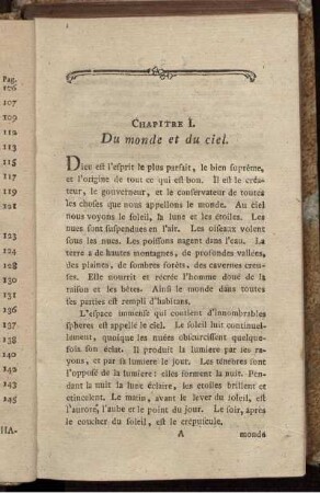 Chapitre I. Du monde et du ciel. - Chapitre V. Des productions de la terre et des métaux.