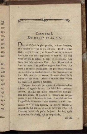 Chapitre I. Du monde et du ciel. - Chapitre V. Des productions de la terre et des métaux.