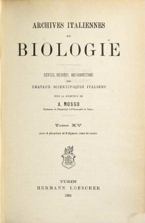 Archives italiennes de biologie : a journal of neuroscience. 15, 15. 1891