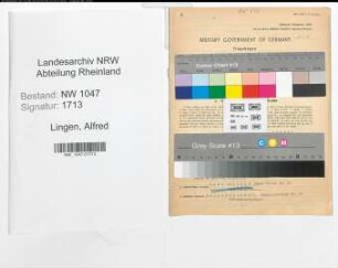 Entnazifizierung Alfred Lingen , geb. 23.06.1897 (Lehrer)