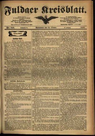Erste Ausgabe vom Samstag, den 24. Oktober 1908.