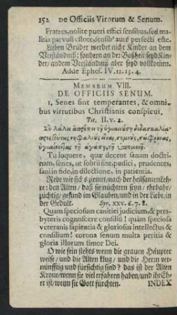 Membrum VIII. De Officiis Senum.