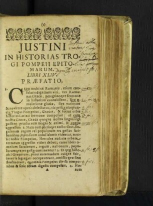 Justini In Historias Trogi Pompeii Epitomarum. Libri XLIV.