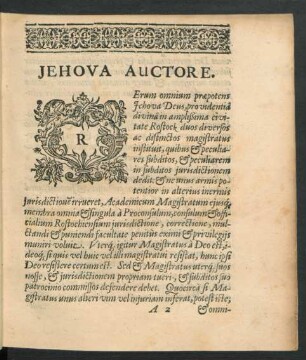 Jehova Auctore. Rerum omnium praepotens Jehova Deus ...