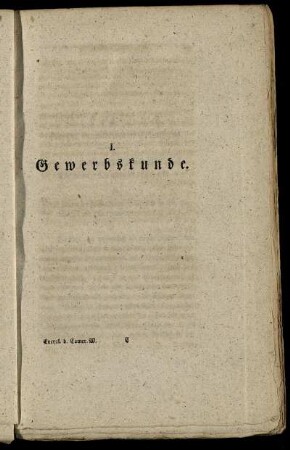 I. Gewerbskunde.