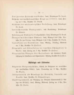 14-16, Philologie und Literatur