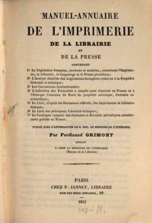Manuel-annuaire de l'imprimerie, de la librairie et de la presse