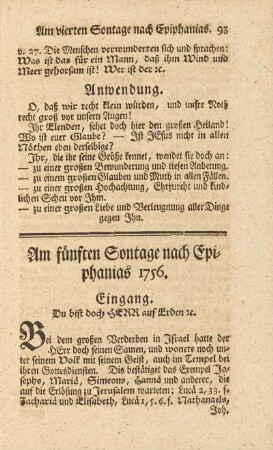 Am fünften Sontage nach Epiphanias 1756
