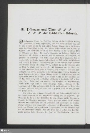 III. Pflanzen und Tiere der Sächsischen Schweiz