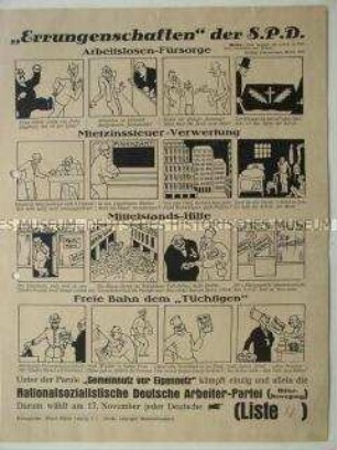 Illustriertes Propagandaflugblatt der NSDAP zur sächsischen Kommunalwahl