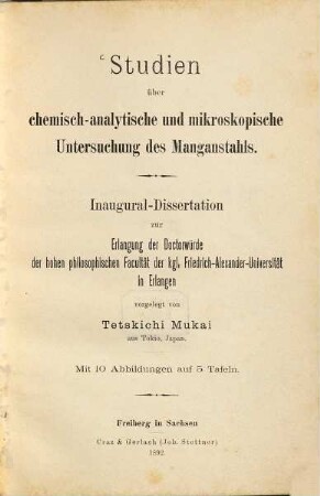 Studien über chemisch-analytische und mikroskopische Untersuchung des Manganstahls