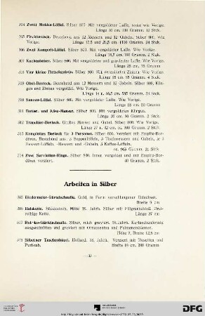 Arbeiten in Silber (Nr. 315-343)
