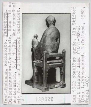 Paderborn, Diözesanmuseum: Imad-Madonna, Rückseite, Lindenholz, urspr. mit Gold- und Silber verkleidet