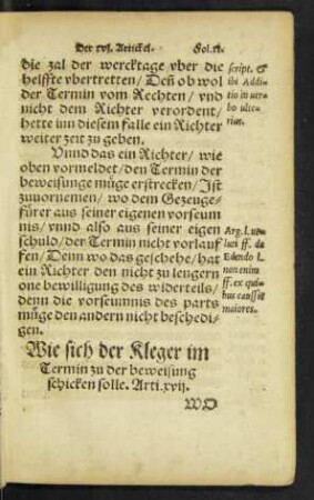 Wie sich der Kleger im Termin zu der beweisung schicken solle. Arti. xvii.