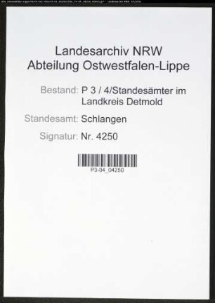 Heiratsregister Standesamt Schlangen