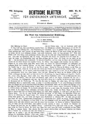 Ein Wort von vaterländischer Erziehung : (Schluss)