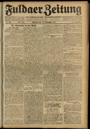 Erste Ausgabe vom Samstag, den 22. September 1917.