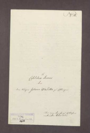Erblehenrevers des Johann Glasstetter über einen Spitalacker auf Ettlinger Gemarkung